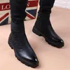 Italiaanse Merk Designer Mens Leisure Cowboy Laarzen Natuurlijke Lederen Platform Schoenen Zwarte Herfst Winter Enkellaars Korte Botas Male 211102
