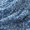 Casual Azul Stretchy Impressão fora do vestido de ombro verão moda senhoras manga feminina feriado doce feminino 210515