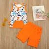 0-24m Sommarfödd Spädbarn Baby Boy Kläder Set Cartoon Dinosaur Vest Tops Shorts Outfits Kläder Kostymer 210515