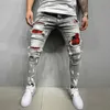 Men's Jeans Men Painted Stretch Skinny Slim Fit Ripped Distressed Pleated Knee Patch Denim Pants Brand Casual Trousers For Masculina Y2303