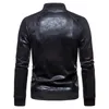 Stå krage baseball bomber läderjacka män märke manschetter revben män pu läder jacka casual slim passform chaqueta moto hombrre 210522