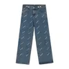 IEFB homens desgaste carta impresso coreano streetwear moda reta cintura ajustável cintura azul calça jeans casuais calças 210524