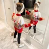 Kızlar Kazak Çocuk Ceket Dış Giyim 2021 Kırmızı Sarı Artı Kadife Kalınlaşmak Sıcak Kış Sonbahar Polar Noel Çocuk Giyim Y1024 Tops