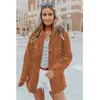 Kvinnans jackor Kvinnors 2022 Autumn och Winter Corduroy Loose Cardigan Plus Size Solid Color Lapel Mid-Length Shirt Jacket