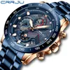 Armbanduhren Modern Design Crrju Menes Uhr Blau Gold Big Zifferblatt Quarz Top Kalender Armbanduhr Chronograph Sport Mannuhr