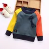 Barn pojkar tröja färg block tröja mode 0-nacke långärmad barn Knitwear höst ytterkläder toddler stickade kläder y 211104