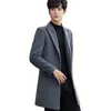 Mensull Trench Coat Jacket Lång solid färgbeläggning Höst Vinter Koreansk Casual Slim Fit Windbreaker Outwear Erkekler Ceket 210527