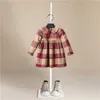 Spring Girl Dress Cotton Long Sleeve Children Dresses lattice stripe Kids Dresses for Girls Fashion Girls Clothing bebe Q0716