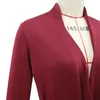 SHENGPLLAE Elegant Minimalist Dress Women's Spring Autumn V-neck Simple Temperament Solid Color Split Maxi 5B100 210427