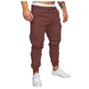 Męskie Solidne Kolor Oversize Pants Tooling Multi-Pocket Casual Streetwear Spodnie Legginsy Spodnie Spodnie Cargo Spodnie Spleciane Mężczyzna H1223
