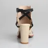 Sandały dla kobiet 8 cm masywne wysokie obcasy Summer Gladiator Sandal Peep Peep Toe Suknia ślubna buty Kobieta seksowne pompki