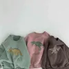 Весна осень детские девочки мальчики свитер рубашка с флисовым теплым длинным рукавом топы детская одежда динозавр печатает толстовки 211029
