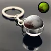 Glöd i det mörka solsystemet Planet Keyring Galaxy Nebula Lysande Keychain Moon Earth Sun Double Side Glass Ball Nyckelkedja