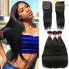 Brazilian Virgin Hair Bundles With Closure 100% Brazillian Straight Human hair with 4x4 closure Brazillian Straight Hair Weave Extensions