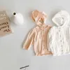 Primavera Ragazza Maglione Tinta unita Punto aperto Cappotto con cappuccio Aria condizionata Camicia Abbigliamento per bambini E3009 210610