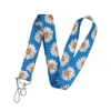 10st / parti J2539 Cartoon Daisy Sunflower Lanyard Keychain Nyckelkort Mobiltelefon Rope Kids Gifts Lanyards ID Badge Holder