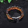 Bracelet masculin bracelets bracelets bangles tennis orange punk moto accessoires de chaîne en acier inoxydable bon cadeau pour la famille des amis