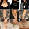 Punk Multi Layered Pearl Choker Kettingen Kraag Verklaring Maagd Mary Coin Crystal Hanger Ketting Dames Sieraden Artikel