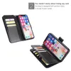 Läder plånbok Fodral för iPhone 12 11 Pro Max 9 kort Hållare Flip Cover för iPhone X XR XS 8 7 6 Plus 5 5S SE Väska med rem