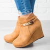 Buty Damskie kliny na obcasie Kobieta 2022 KIKNE Kobieta moda zamek damski Krótkie buty obuwie pompki zimowe plus size 43