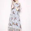 Дизайнерская взлетно-посадочная полоса Maxi платье женское цветочное вышивка кружева роскошные моды лето длинные ES 210603