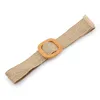 Celra Mulheres Mulheres larga cinturão elástica de vestido para fivela de bambu redonda Ciúda de moda casual Wood jade Fake Straw Shouldbelts Forb22