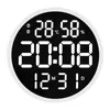 Orologio da parete semplice Orologio elettronico silenzioso rotondo da 12 pollici Display digitale Temperatura Umidità Data Calendario Orologio Decorazione domestica H1230