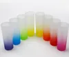 NEW9 Colors Ombre Färgade Sublimering Blanks Frosted 3oz snapsglas i Gradient Color Coloful Bottom Heat Transfer Printing Seaway RRF1164