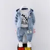 neonato autunno vestiti moda primavera cotone cappotti top pantaloni 3 pezzi tute per bebe ragazzi bambino set casual 210309