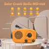 Multifunktion Sollampa radio med ficklampa Nödkraft Bank Hand Crank USB Laddare hörlursuttag