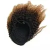 3C 4A AFRO Kinky 곱슬 인간의 헤어 클립 DrawString Ombre Brown Blonde Ponytail Extensions 120g