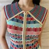 Vintage Summer Fashion Plaid Dzianiny Dress Kobiety Bez Rękawów Lapel Collar Casual Zipper Slim Mini Żeńska Vestidos 210519