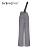 Koreaanse casual broek voor vrouwen hoge taille asymmetrische slanke rechte overalls vrouwelijke zomer mode kleding 210521