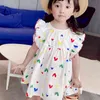 Gooporson Summer Korean Toddler Girls Princess Dress Love Flower Flying Sleeve Costume Vestidos Cute Little Children Clothes 210715