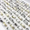 Wholesale 100PCs/Lot Stainless Steel Band Rings Black Gold Silver Striped Patterns Mix Styles Fashion Jewelry Party Gift
