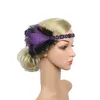 Accessori per capelli Fascia con paillettes con strass neri e perline Fascia per capelli vintage Gatsby anni '20 Copricapo da donna Flapper Feather