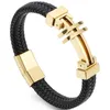 11MM Braided Genuine Leather Bracelet Gold Stainless Steel s Charm Bracelets 2020 Handmade Male Jewelry Wrist Band Men4265232