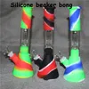 Silicone Bong Water Pipe hookah kits with Bowls Multi color Glass bongs Smoke pipes ash catcher