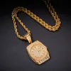 Fashion 18k guldpläterad Micro Pave Zirconia Watch Dial Pendant Halsband