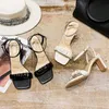 Sandalen Marke Designer High Heeled Für Frauen Sommer Mode Outdoor Beach Schuhe Schwarz Aprikosen Weibliche offene Zehenabsätze