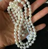 9-10mm Double Layer Natural White Pearl Necklace 18inch 925 Sliver Clasp Women's Gift Jewelry