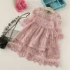 Pudcoco Hot Toddler Baby Girls 3/4 Bell Sleeve Koronki Księżniczka Tulle Party Pageant Flower Suknie Ubrania Sundress 6m-5Y Q0716