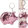 Mignon Chaveiro cochon porte-clés paillettes pompon paillettes porte-clés cadeaux pour femmes Llaveros Mujer voiture sac accessoires porte-clés