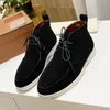 Scarpe eleganti Mocassini alti da uomo Kid Suede Casual Flat Punta arrotondata Lace-up Uomo Guida pigro