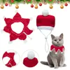 أزياء القط 2pcs/مجموعة جيدة المظهر الحيوانات الأليفة هريرة Beanie Neckerchief طقم القبعة القابلة للتعديل صنعة رائعة لفصل الشتاء