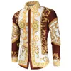 Chemise royale de luxe pour hommes, marque à manches longues, imprimé Floral baroque, Camias formelles de fête, Hombre267z