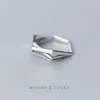 Geometrische dreischichtige Linie 925 Sterling Silber Ring für Frauen Geschenk Freie Größe Edles Schmuckzubehör 210707
