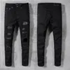 Jeans firmati da uomo Jeans da motociclista strappati effetto consumato Denim dritto sottile per uomo S Stampa Pantaloni skinny da uomo alla moda da donna