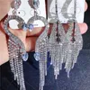 Diamants Long Gland Dangles Eardrop Griffe Chaîne Dames Boucles D'oreilles Boutique Femme Bijoux Super Flash Strass Lot Mixte