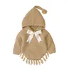 Ragazze Autunno Inverno Maglioni lavorati a maglia Baby Bow knot Mantello con cappuccio Abbigliamento per bambini 210521